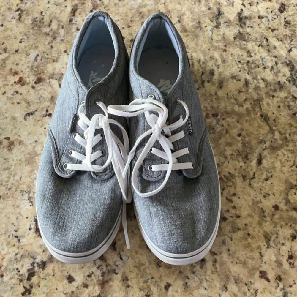 Vans Gray Canvas Sneakers with White Accents